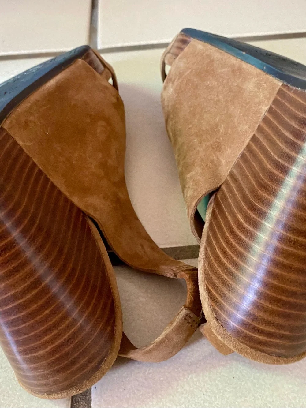 UGG Chestnut Suede Crisscross Slingback Wedge Sandals
